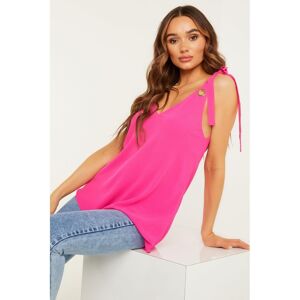 Quiz Womens Pink Chiffon Cami Top - Size 8 Uk