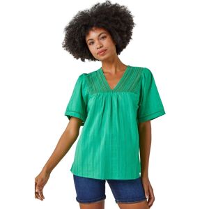 Roman Womens Lace Detail Cotton T-Shirt - Emerald - Size 10 Uk