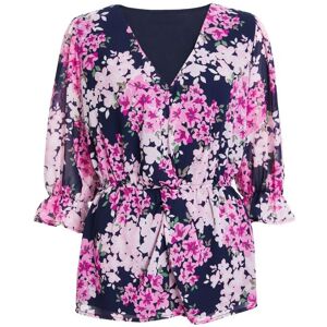 Quiz Womens Pink Floral Wrap Top - Size 12 Uk