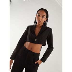 Pink Vanilla Womens Cropped Blazer - Black - Size 14 Uk