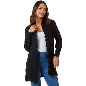 Roman Womens Longline Ruffle Detail Cardigan - Black - Size 14 Uk