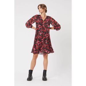 James Lakeland Womens Red & Black Flower Print Dress - Size X-Small