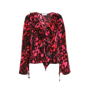 Quiz Womens Red Animal Print Tie Blouse - Size 12 Uk