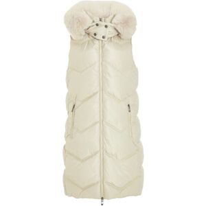 Quiz Womens Stone Padded Hooded Long Gilet - Size Medium