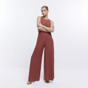 River Island Womens Jumpsuit Rust Wide Leg Adriana - Size 10 Uk