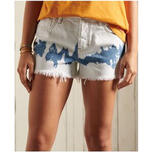 Superdry Womens High Rise Cut Off Shorts - White Cotton - Size 30 (Waist)