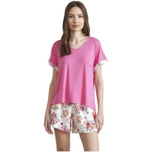 J&j Brothers Womenss Short-Sleeved V-Neck Pajamas Jjbeh0102 - Pink - Size Large