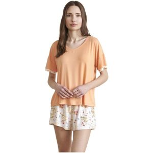 J&j Brothers Womenss Short-Sleeved V-Neck Pajamas Jjbeh0901 - Orange - Size Large