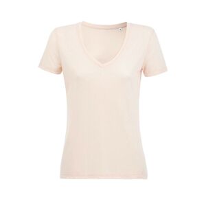 Sols Womens/ladies Motion V Neck T-Shirt (Creamy Pink) - Size Large