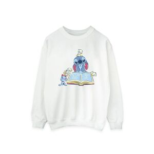 Disney Womens/ladies Lilo & Stitch Reading A Book Sweatshirt (White) - Size Medium