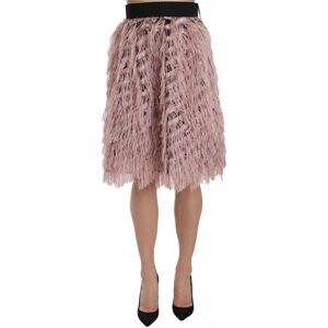 Dolce & Gabbana Womens Pink Gold Fringe Metallic Pencil A-Line Skirt - Brown Silk - Size Large