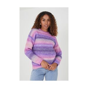 Brave Soul Womens Lilac 'Odile' Ombre Fisherman Knit Jumper Recycled Polyester/acrylic - Size Small