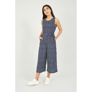 Mela London Womens Navy Ditsy Daisy Sleeveless Culotte Jumpsuit - Size 8 Uk