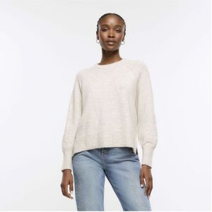 River Island Womens Jumper Beige Knitted Oversized - Size Medium