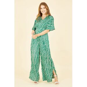 Yumi Womens Green Abstract Print Kimono Sleeve Jumpsuit - Size 8 Uk