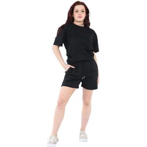 Enzo Womens T-Shirt Tracksuit With Shorts - Black Polycotton - Size Large