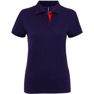 Asquith & Fox Womens/ladies Short Sleeve Contrast Polo Shirt (Navy/ Red) - Multicolour Cotton - Size X-Small