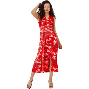 Dusk Womens Sleeveless Marble Print Midi Dress - Red - Size 10 Uk