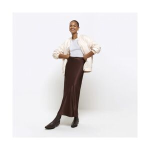 River Island Womens Maxi Skirt Brown Satin - Size 12 Uk