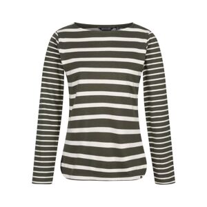 Regatta Womens/ladies Farida Striped Long-Sleeved T-Shirt (Dark Khaki/light Vanilla) Cotton - Size 8 Uk