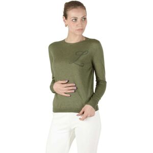 Crown Of Edinburgh Cashmere Womens Long Sleeve Art 004 Green Letter L - Size Large