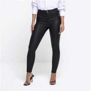 River Island Womens Skinny Jeans Petite Black Coated Viscose - Size 6 Extra Short (Uk Women'S)