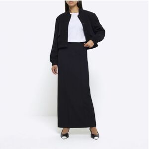 River Island Womens Maxi Skirt Black Belted - Size 8 Uk