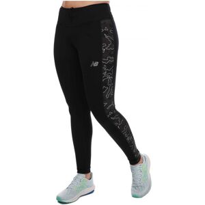 New Balance Womenss Reflective Print Accelerate Tights In Charcoal - Size Uk 8-10 (Womens)