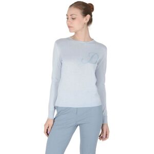 Crown Of Edinburgh Cashmere Womens Long Sleeve Art 004 Light Blue Letter D - Sky Blue - Size Medium