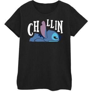 Disney Womens/ladies Lilo And Stitch Chillin Cotton T-Shirt (Black) - Size Large