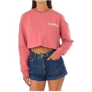 Napapijri Womens B-Roen Cropped Long Sleeve Crew Neck Sweatshirt Ga4fs9 Woman - Pink Cotton - Size Small