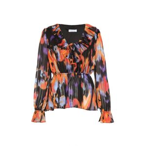 Quiz Womens Black Smudge Print Chiffon Peplum Top - Multicolour - Size 12 Uk