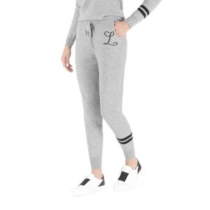 Crown Of Edinburgh Cashmere Womens Track Pants Morningside Grey L - Size Small