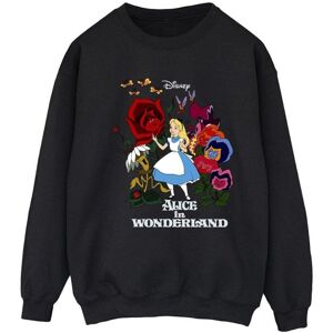 Disney Womens/ladies Alice In Wonderland Flowers Sweatshirt (Black) - Size Medium