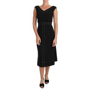 Dolce & Gabbana Womens Black Wool Stretch A-Line Sheath Dress - Multicolour - Size X-Small