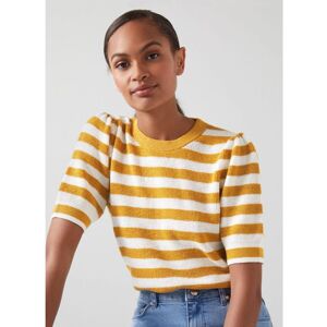 Lk Bennett Womens Madison Knitted Tops, Cream/yellow - Yellow/white Merino Wool - Size Medium