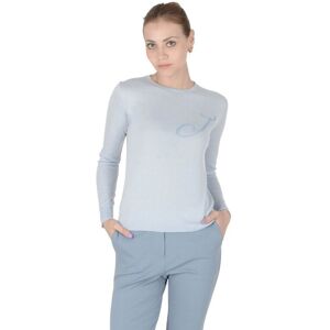 Crown Of Edinburgh Cashmere Womens Long Sleeve Art 004 Light Blue Letter J - Sky Blue - Size X-Large