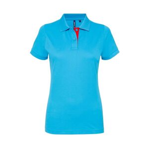 Asquith & Fox Womens/ladies Short Sleeve Contrast Polo Shirt (Turquoise/ Red) - Multicolour Cotton - Size X-Small