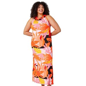 Roman Curve Womens Tropical Stretch Jersey Maxi Dress - Orange - Size Uk 22-24