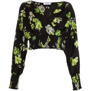 Quiz Womens Black Floral Wrap Crop Top - Size 12 Uk