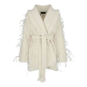 Alanui Womens Embroidered Feather Cardigan - White - Size Small