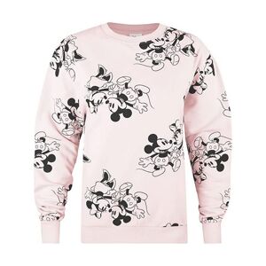 Disney Womens/ladies Mickey & Minnie Mouse Sweatshirt (Pale Pink/black) - Size Large