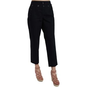 Dolce & Gabbana Womens Black Cropped Front Button Embellished Pants Cotton - Size X-Small