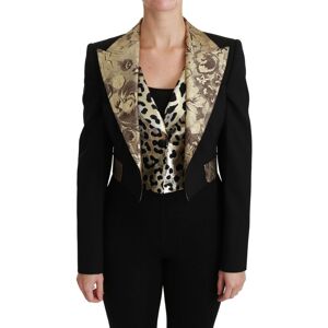 Dolce & Gabbana Womens Black Jacquard Vest Blazer Coat Wool Jacket - Multicolour Virgin Wool - Size Small