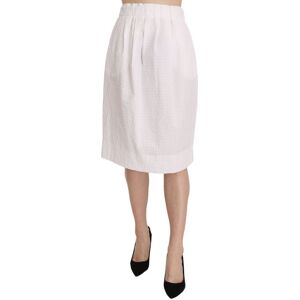 L' Autre Chose Womens White Jacquard Plain Weave Stretch Midi Skirt - Multicolour Cotton - Size Small