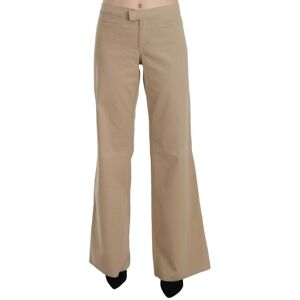 Roberto Cavalli Womens Just Beige Cotton Mid Waist Flared Trousers Pants - Multicolour - Size X-Large