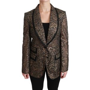 Dolce & Gabbana Womens Gold Black Lace Blazer Coat Floral Jacket - Multicolour Nylon - Size Large