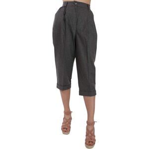 Dolce & Gabbana Womens Wool Cropped Trouser Pleated Pant - Grey Virgin Wool - Size Large