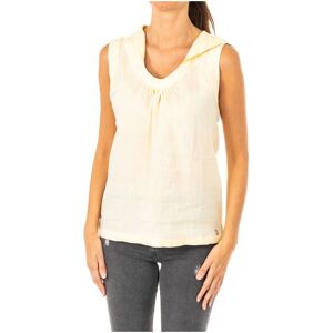 La Martina Jwu004 Womens Sleeveless Round Neck T-Shirt - Yellow Linen - Size Large