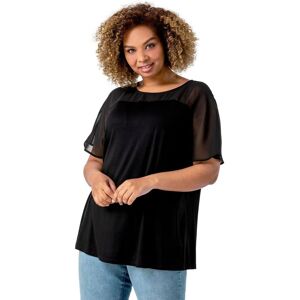 Roman Curve Womens Mesh Yoke Jersey Top - Black Viscose - Size Uk 30-32